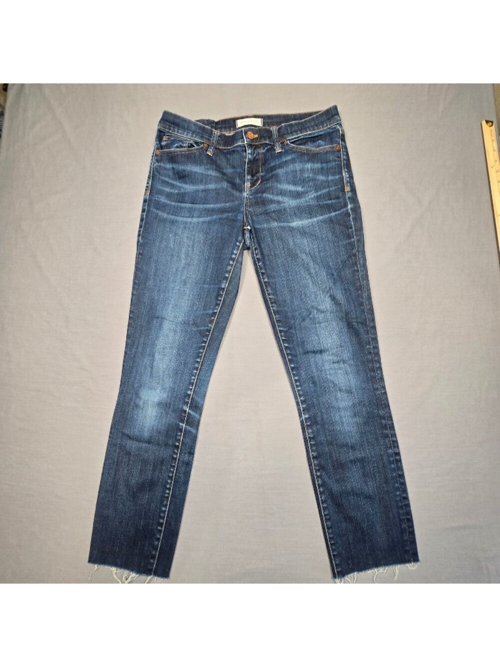 Madewell Womens Skinny Jeans Size 30 Dark Wash Raw Hem High Rise Denim Casual